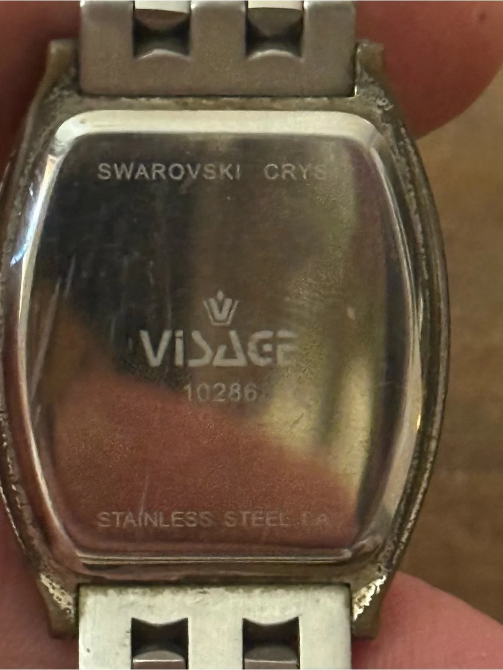 Vintage Visage silver tone Swarovski crystals bezel analog watch